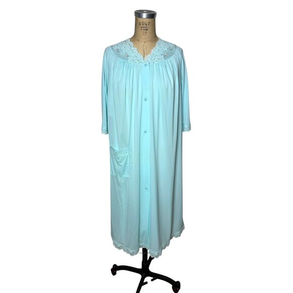 Vintage blue peignoir nightgown and robe set by Shadowline Size S/M - Picture 1 of 9
